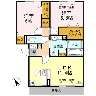 セゾンクレールI棟【1階】の間取り