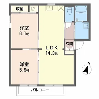 バリュージュあずまだB【1階】の間取り
