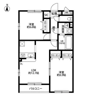 アムール サンドエルI【2階】の間取り