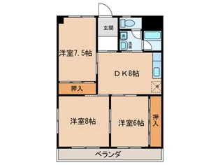 第2三栄ハイツ【2階】の間取り