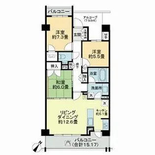 ライオンズつくばフォート【3階】の間取り