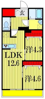 クオーレ田喜野井【1階】の間取り