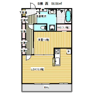 レジデンシア阿知 南【1階】の間取り