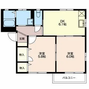 ディアスイースト B【1階】の間取り