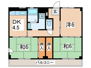 ビレッジハウス亀井野2号棟【3階】の間取り