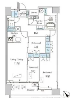 レガシス中目黒【14階】の間取り