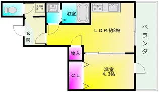 フウキレジデンス山本南【4階】の間取り