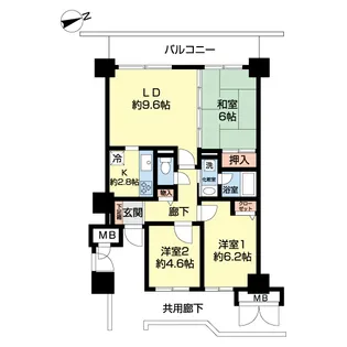 ダイアパレスシアース万代東棟【13階】の間取り