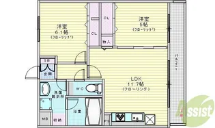 メゾン・ハナミズキ豊中【1階】の間取り
