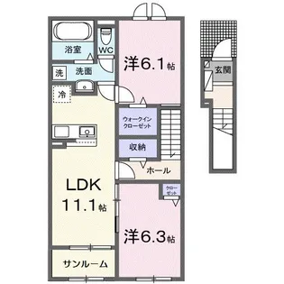 メゾン ド ソアレI【2階】の間取り