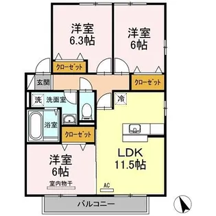 リビングタウン岩国D棟【2階】の間取り