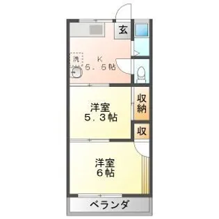 奥田ハイツ【2階】の間取り