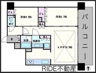 ブランズタワー御堂筋本町【13階】の間取り