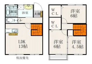 サンスカイ(メゾネットタイプ3LDK)【2階】の間取り
