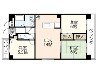 パークヒルズ天水【2階】の間取り