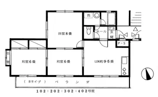 ハイツ札が丘【1階】の間取り