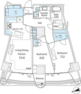 パークコート神宮北参道 ザ タワー【18階】の間取り