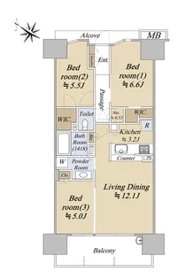 シティテラス藤沢鵠沼エアーズコート【14階】の間取り