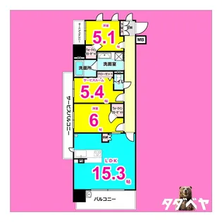プレサンスジェネ新栄町駅前葵【15階】の間取り