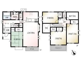 神奈川県横浜市青葉区荏田西3【一戸建】の間取り