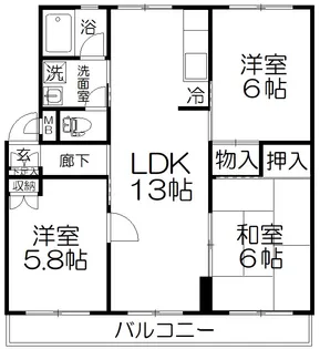 第2西形マンション【2階】の間取り