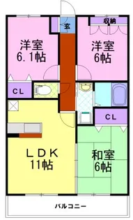 ハイツ・アムール【3階】の間取り