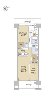 なんばセントラルプラザリバーガーデン【25階】の間取り