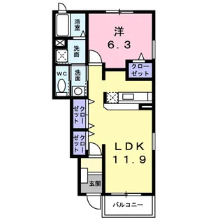 ドゥー・ビエント弐番館【1階】の間取り