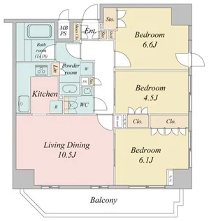 ドゥーエ日本橋【6階】の間取り