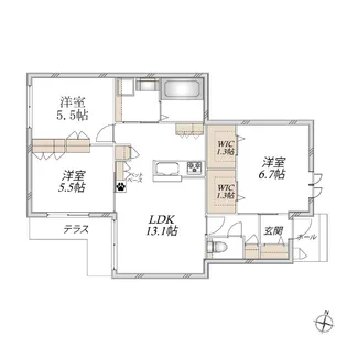 グランメール富士見【1階】の間取り
