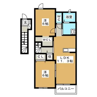ボナール B【1階】の間取り