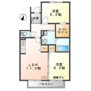 カーザ ナチュラーレ B棟【2階】の間取り
