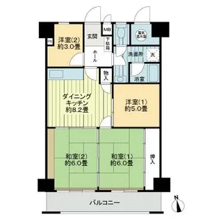 ライオンズマンション大和【6階】の間取り