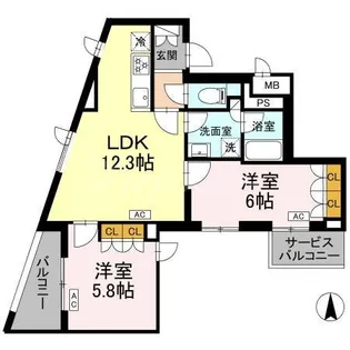 ロイジェント上板橋【2階】の間取り
