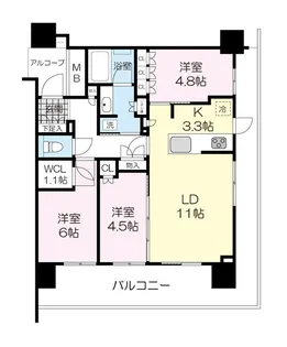 グランドメゾン勾当台通ザ・タワー 901【9階】の間取り