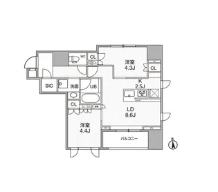 シーズンフラッツ新御徒町【8階】の間取り