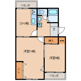 コンチネンタル布瀬II【3階】の間取り