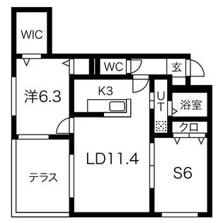 リバーサイド札幌西【1階】の間取り