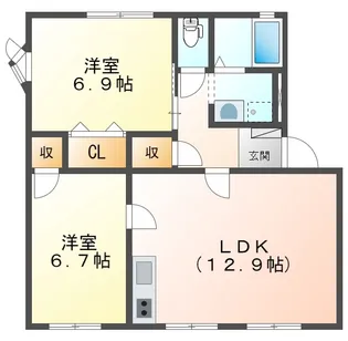 カーサ江島 C【1階】の間取り