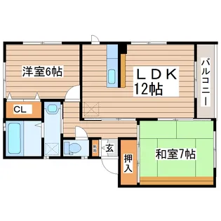 宮城県仙台市若林区木ノ下5【アパート】の間取り