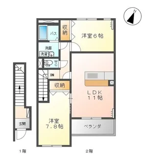 広々とした室内が魅力【リバーパーク上屋浦】【2階】の間取り