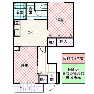 サニーウェスト B【1階】の間取り