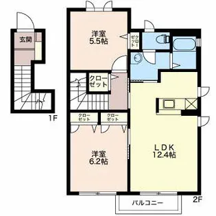 ビューラーはるかB【2階】の間取り
