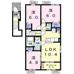 ヒルズポローニア B【2階】の間取り