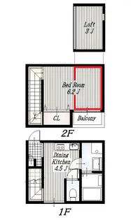 【ネット使い放題・ロフト付メゾネット】Lucia新松戸【2階】の間取り