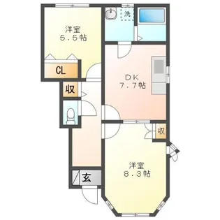 トレステーラUSA B【1階】の間取り