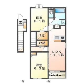 ル・ポール南新町 A【2階】の間取り