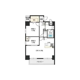 ベルンガーデン上本町【8階】の間取り