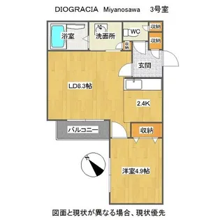 DIOGRACIA Miyanosawa(ディオグラシア宮の沢)【2階】の間取り