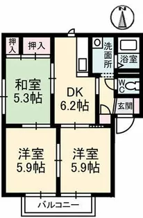 ジュネス・ルミエール A棟【2階】の間取り